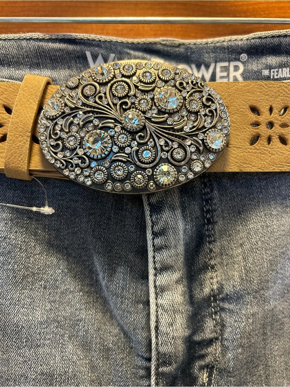Wallflower Light Blue Jeans with Tan Decorative Belt